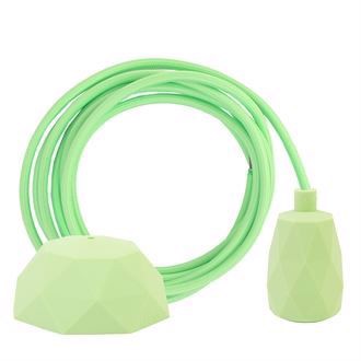 Spring green textile cable 3 m. w/pale green Facet lamp holder cover