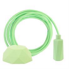 Spring green textile cable 3 m. w/pale green Hexa lamp holder cover E14