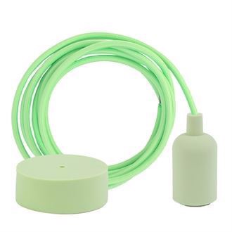 Spring green textile cable 3 m. w/pale green New lamp holder cover