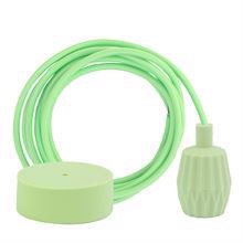 Spring green textile cable 3 m. w/pale green Plisse lamp holder cover
