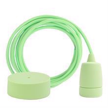 Spring green textile cable 3 m. w/pale green Copenhagen lamp holder cover