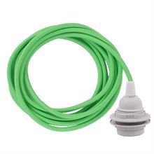 Lime green textile cable 3 m. w/plastic lamp holder w/rings