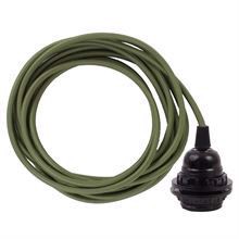 Army green textile cable 3 m. w/bakelite lamp holder w/rings