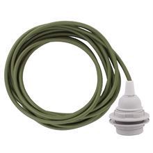 Army green textile cable 3 m. w/plastic lamp holder w/rings