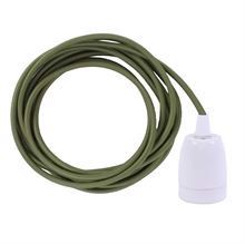 Army green textile cable 3 m. w/white porcelain