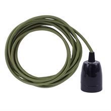 Army green textile cable 3 m. w/black porcelain