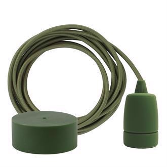 Army green textile cable 3 m. w/army green Copenhagen lamp holder cover