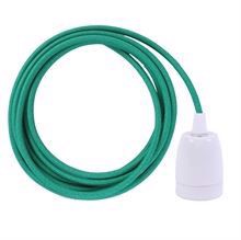 Clear green textile cable 3 m. w/white porcelain