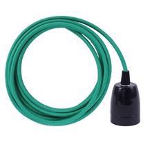 Clear green textile cable 3 m. w/black porcelain
