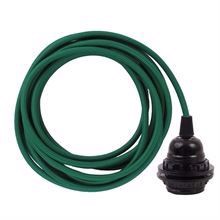 Dark green textile cable 3 m. w/bakelite lamp holder w/rings