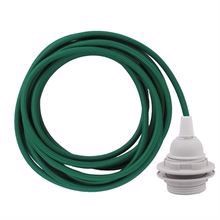 Dark green textile cable 3 m. w/plastic lamp holder w/rings