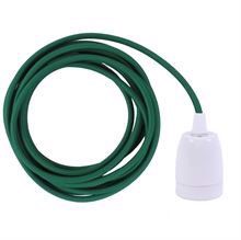 Dark green textile cable 3 m. w/white porcelain