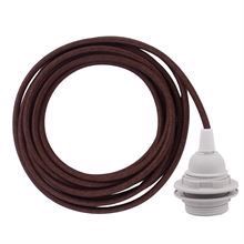 Brown textile cable 3 m. w/plastic lamp holder w/rings