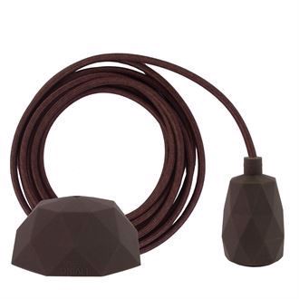 Brown textile cable 3 m. w/brown Facet lamp holder cover