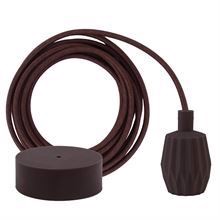 Brown textile cable 3 m. w/brown Plisse lamp holder cover
