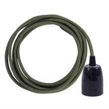 Dusty Army green textile cable 3 m. w/black porcelain