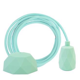 Mint textile cable 3 m. w/pale turquoise Facet lamp holder cover