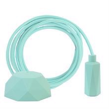 Mint textile cable 3 m. w/pale turquoise Hexa lamp holder cover E14