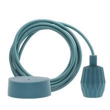 Ocean blue textile cable 3 m. w/ocean blue Plisse lamp holder cover