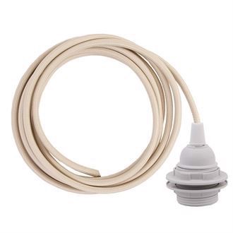 Nude textile cable 3 m. w/plastic lamp holder w/rings