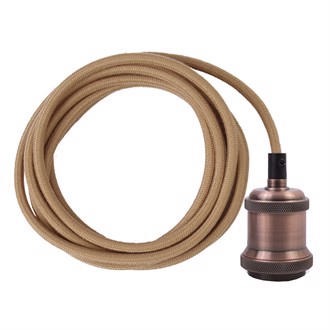 Dusty Latte textile cable 3 m. w/dark copper E27