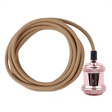 Dusty Latte textile cable 3 m. w/copper E27