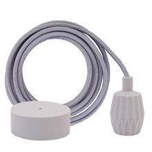 Pale grey textile cable 3 m. w/pale grey Plisse lamp holder cover