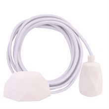 Dusty Offwhite textile cable 3 m. w/white Facet lamp holder cover