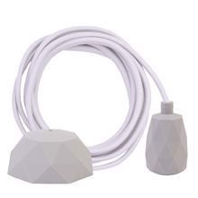 Dusty Offwhite textile cable 3 m. w/pale grey Facet lamp holder cover