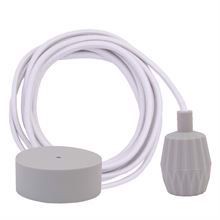 Dusty Offwhite textile cable 3 m. w/pale grey Plisse lamp holder cover