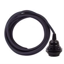 Dark grey textile cable 3 m. w/bakelite lamp holder w/rings