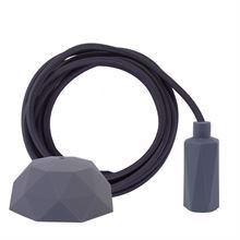 Dark grey textile cable 3 m. w/dark grey Hexa lamp holder cover E14