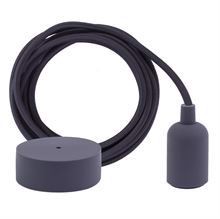 Dark grey textile cable 3 m. w/dark grey New lamp holder cover