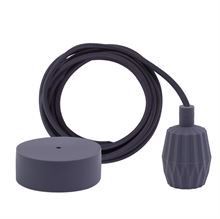 Dark grey textile cable 3 m. w/dark grey Plisse lamp holder cover