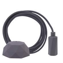 Dusty Dark grey textile cable 3 m. w/dark grey Hexa lamp holder cover E14