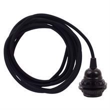 Black textile cable 3 m. w/bakelite lamp holder w/rings