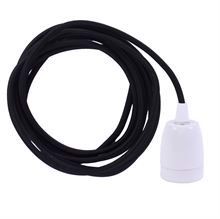 Black textile cable 3 m. w/white porcelain