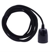 Black textile cable 3 m. w/black porcelain