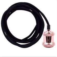 Black textile cable 3 m. w/copper E27