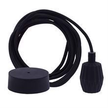 Black textile cable 3 m. w/black Plisse lamp holder cover