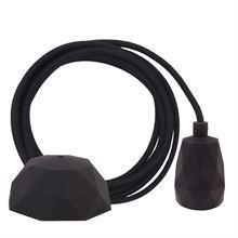 Dusty Black textile cable 3 m. w/black Facet lamp holder cover