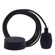 Dusty Black textile cable 3 m. w/black Plisse lamp holder cover
