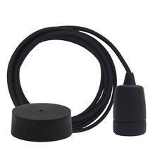 Dusty Black textile cable 3 m. w/black Copenhagen lamp holder cover