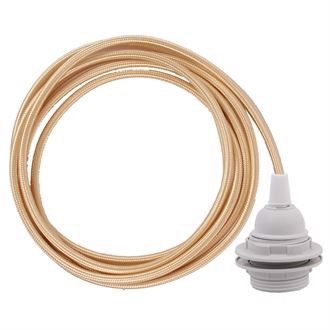 Golden textile cable 3 m. w/plastic lamp holder w/rings