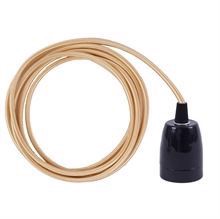 Golden textile cable 3 m. w/black porcelain