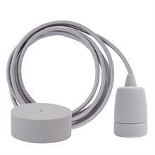 Silver textile cable 3 m. w/pale grey Copenhagen lamp holder cover