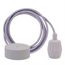 Silver textile cable 3 m. w/pale grey Plisse lamp holder cover