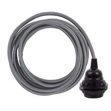 Dark silver textile cable 3 m. w/bakelite lamp holder w/rings