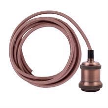 Copper textile cable 3 m. w/dark copper E27