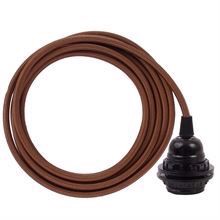 Dark copper textile cable 3 m. w/bakelite lamp holder w/rings